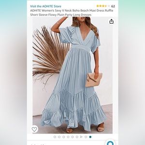 Blue boho beach maxi dress